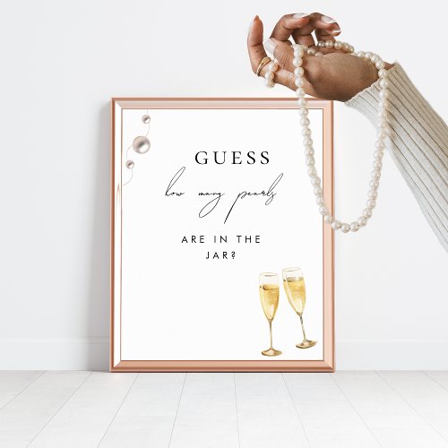 How Many Pearls Champagne Bridal Shower Game Sign
