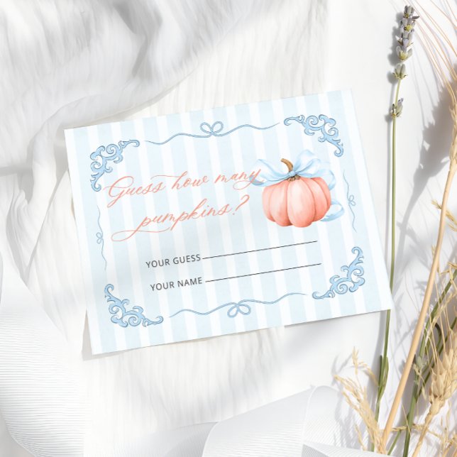 How many Pumpkins Blue Bow Baby Shower Enclosure Card (Creator Uploaded)