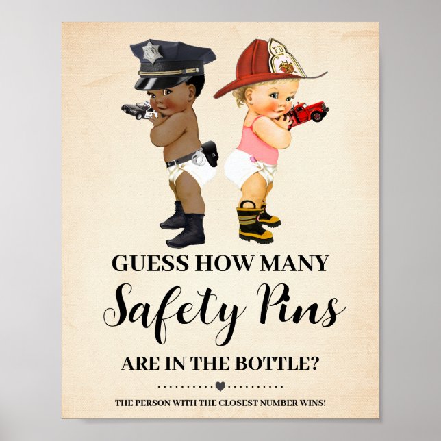 How Many Safety Pins Game Little Recruit Shower Poster (Front)