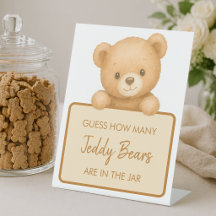 How Many Teddy Bears Cute Brown Baby Shower Game