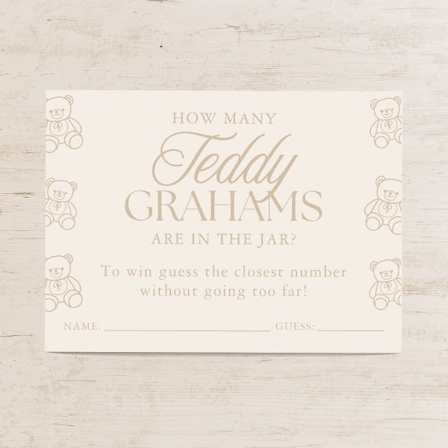 How Many Teddy Grahams Baby Shower Guessing Game Enclosure Card (Creator Uploaded)