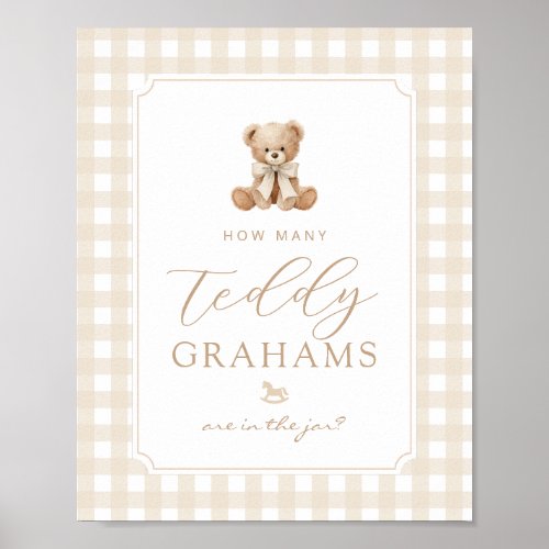 How many teddy grahams Gender neutral Gingham Poster