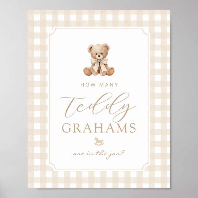 How many teddy grahams Gender neutral Gingham Poster (Front)