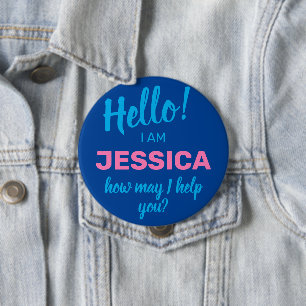 How May I Help You Blue Friendly Business Name Button