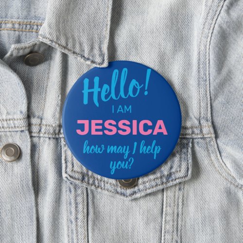 How May I Help You Blue Friendly Business Name Button