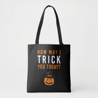 How May I TRICK You Today? Halloween Pumpkin Witch Tote Bag