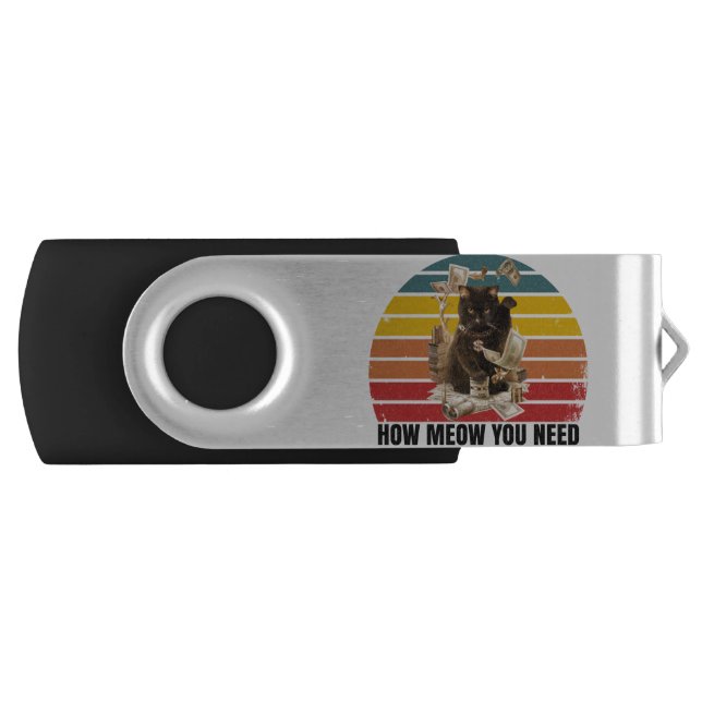 how meow you need money - gangsta cat flash drive (Front)
