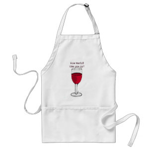 HOW MERLOT CAN YOU GO? wine print by jill Adult Apron