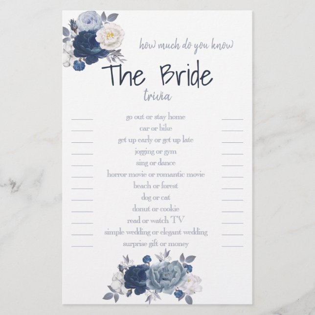 How much do you know The Bride Trivia Card Flyer (Front)