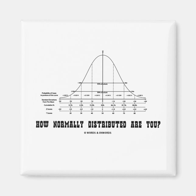 How Normally Distributed Are You? (Stats Humor) Magnet (Front)