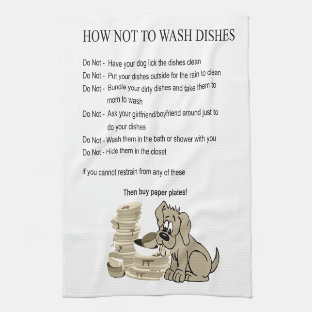 How Not To Wash The Dishes Teatowel Kitchen Towel (Vertical)