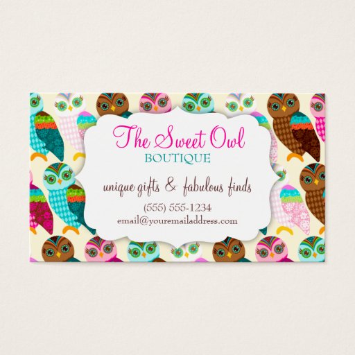 Customizable How Now Little Owl? Coupon Business Card Template
