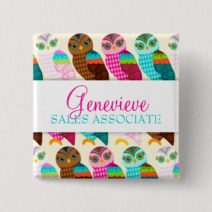 How Now Little Owl? Name Badge Pinback Button