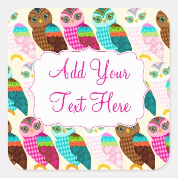 How Now Little Owl? Square Sticker by creativetaylor at Zazzle