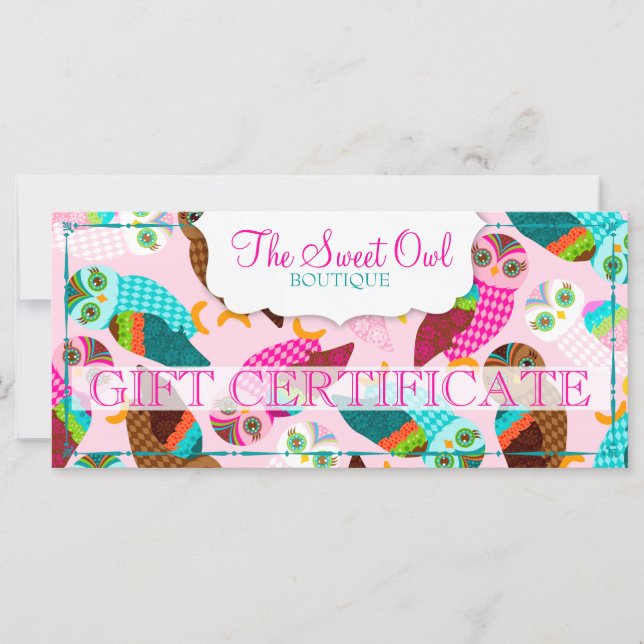 How Now Little Owls? Gift Certificate (Front)