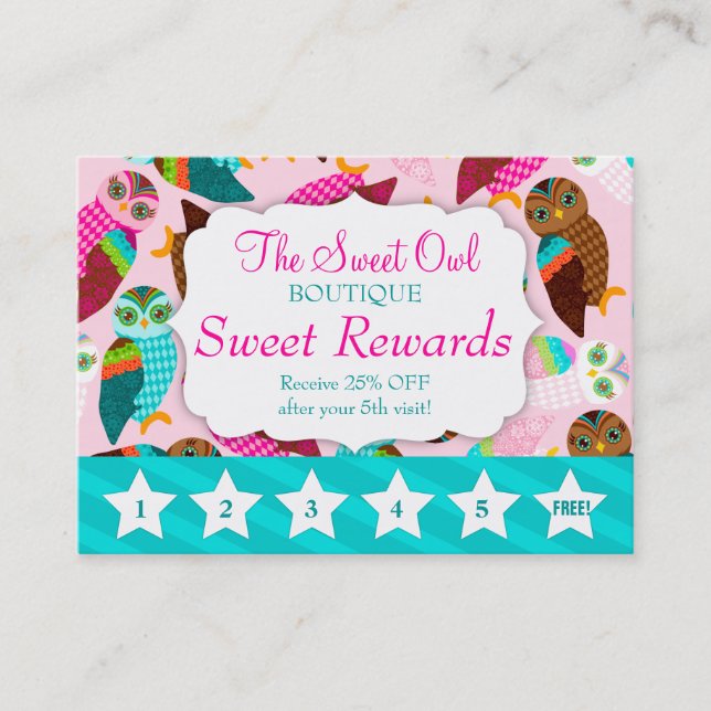 How Now Little Owls? Rewards Promo Loyalty Card (Front)