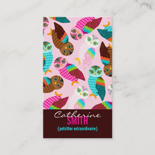 How Now Little Owls? Vertical Business Card