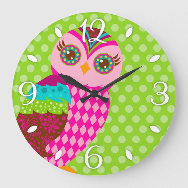 How Now Pink Owl Wall Clock (Front)