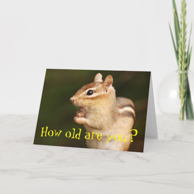 How Old Are You? Chipmunk Birthday Card (Front)