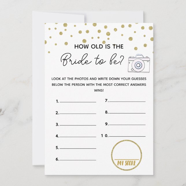 how old bridal baby shower game invitation (Front)