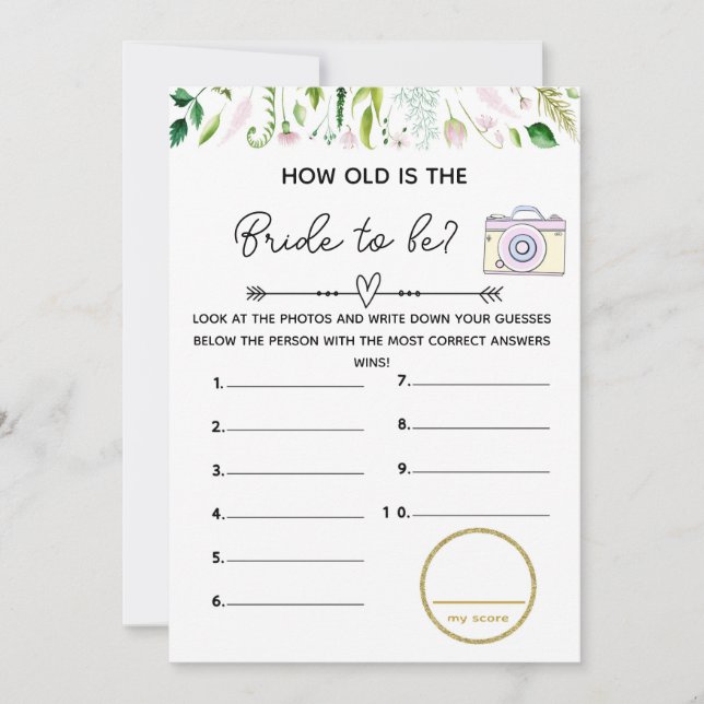 how old bridal baby shower game invitation (Front)