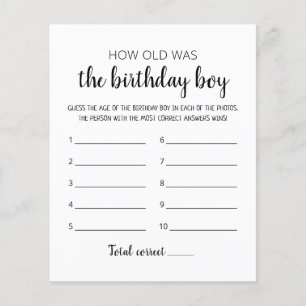 How old was Birthday boy Birthday Party game