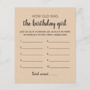 How old was Birthday girl Birthday Party game