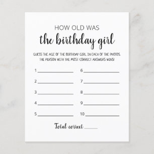 How old was Birthday girl Birthday Party game