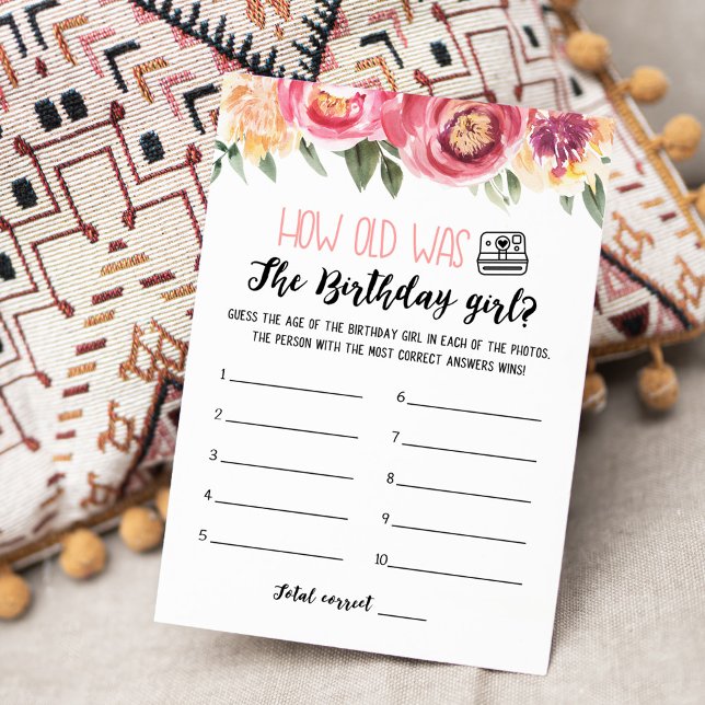 How old was Birthday girl Game Birthday party Card (Creator Uploaded)