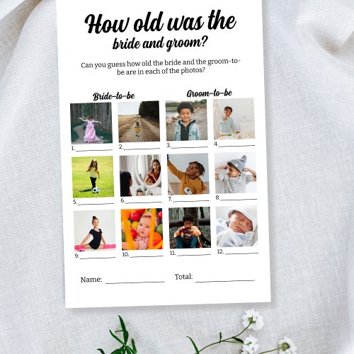 How Old Was Bride And Groom Wedding Guessing Game Flyer