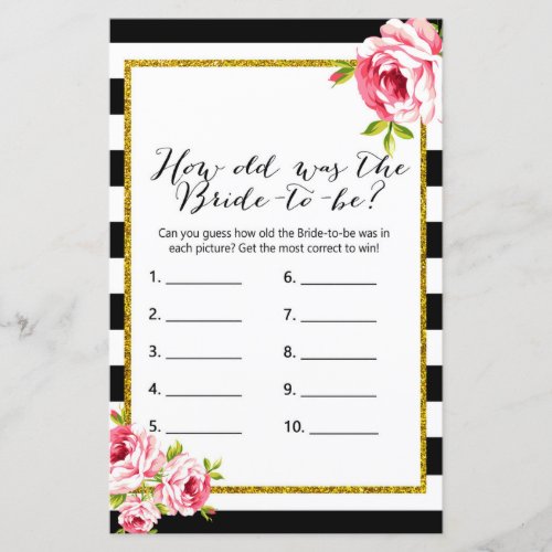 How Old Was Bride _ Bridal Shower Game