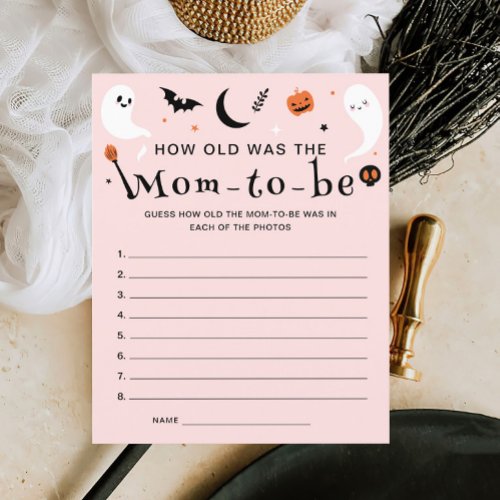 How Old was Mom  Pink Halloween Baby Shower Game