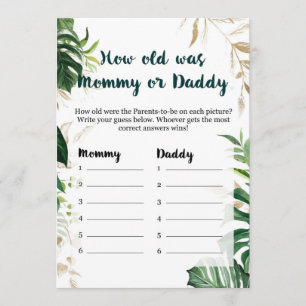 How old was Mommy or Daddy Safari Baby Shower Game Invitation