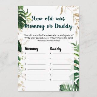 How old was Mommy or Daddy Safari Baby Shower Game Invitation