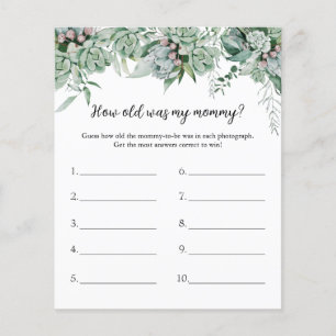 How Old Was My Mommy Baby Shower Game