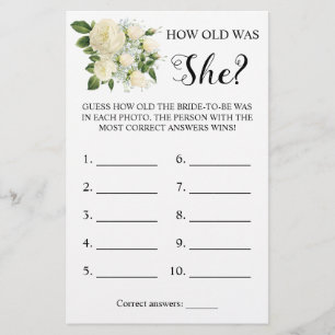 How old was She? White Rose Game Card Flyer