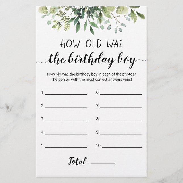 How Old Was The Birthday Boy Game (Front)