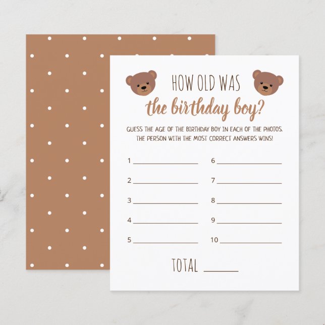 How Old Was the Birthday Boy Photo Game (Front/Back)