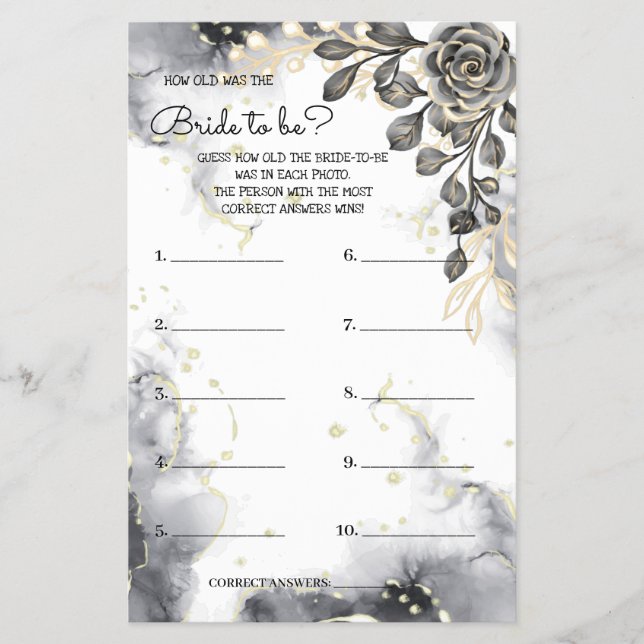How old was the Black&Gold Roses Shower Game Card Flyer (Front)