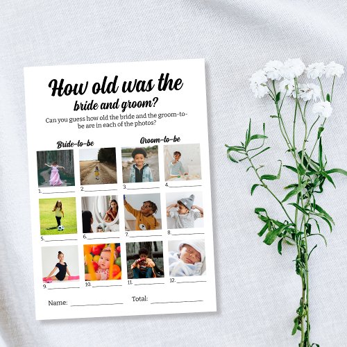 How Old Was The Bride And Groom Photo Wedding Game Card