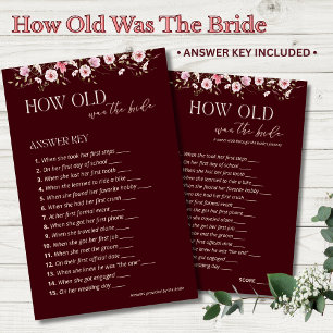 How Old Was the Bride Answer Key Burgundy Floral
