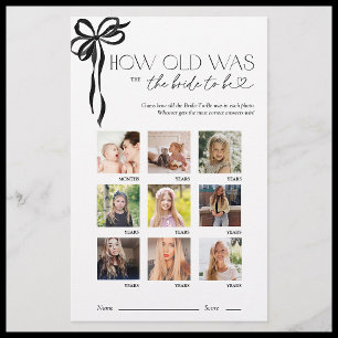 How Old Was The Bride Black Bow Bridal Shower Game