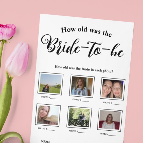 How old was the Bride Bridal Shower Game