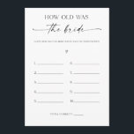 How Old Was The Bride Bridal Shower Game Program<br><div class="desc">This game is the perfect way to keep guests entertained at your bridal shower or other wedding event.</div>