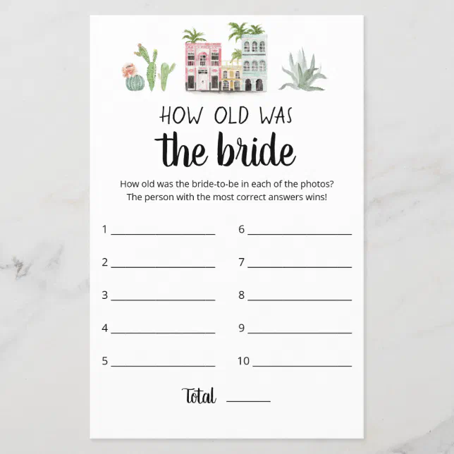 How Old Was The Bride game | Zazzle