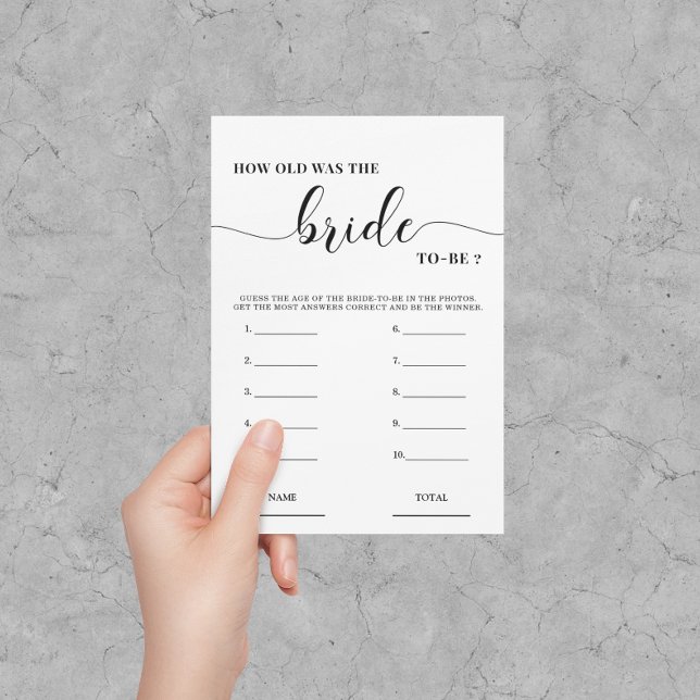 How old was the Bride Simple Bridal Shower Game Invitation (Creator Uploaded)