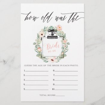 How Old Was The Bride To Be Bridal Shower Game by joyonpaper at Zazzle