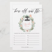 How Old Was the Bride to Be Bridal Shower Game (Front/Back)