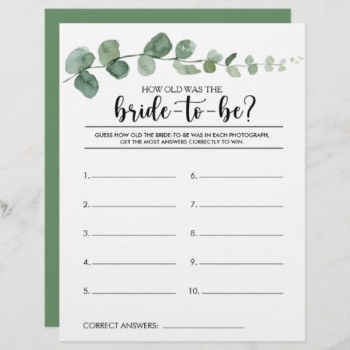 How Old Was the Bride_To_Be Bridal Shower Game
