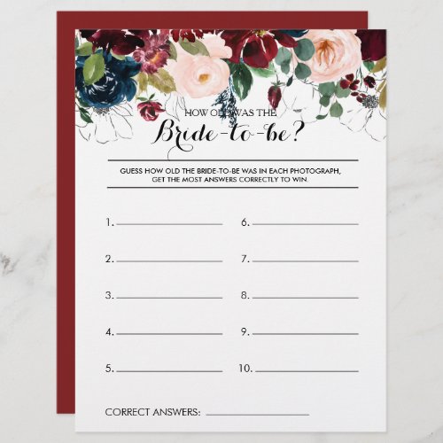 How Old Was the Bride_To_Be Bridal Shower Game